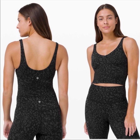 lululemon athletica Tops - Lululemon Align Cropped Tank Wild Thing Deep Coal Multi size 6